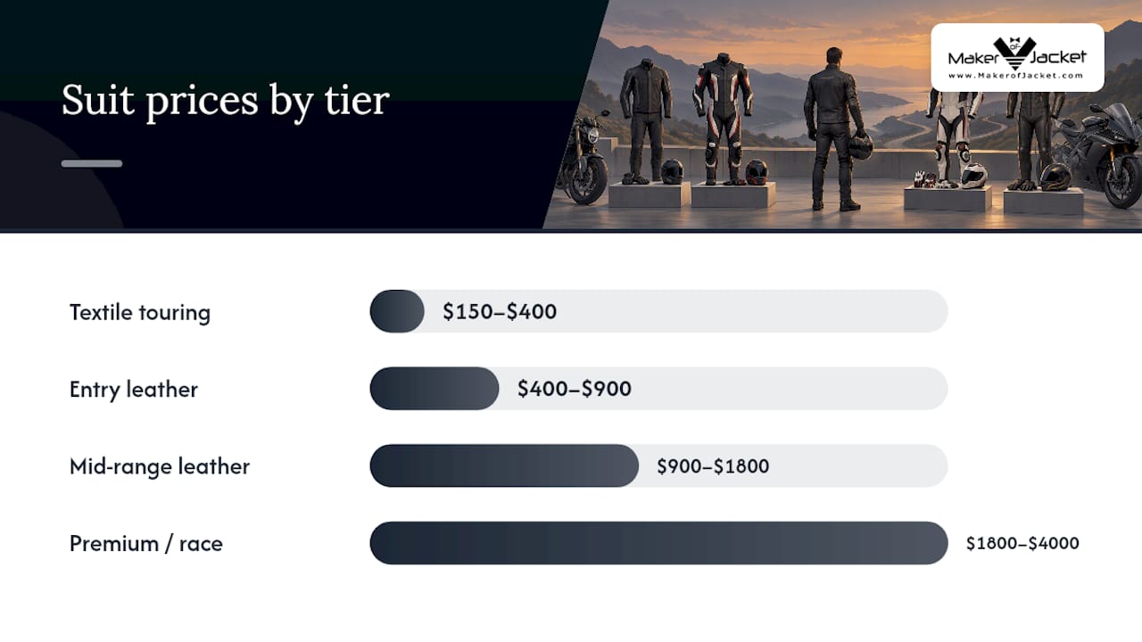Motorcycle suit price tiers and features