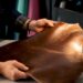 Pull-up leather showing natural patina highlights