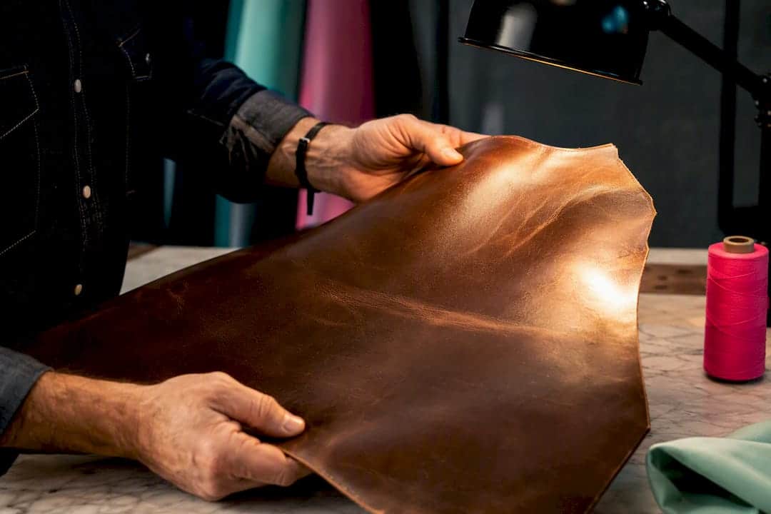 Pull-up leather showing natural patina highlights