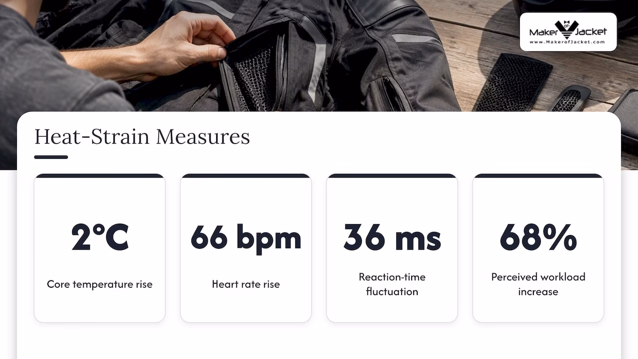 Measured heat strain changes during hot ride trial