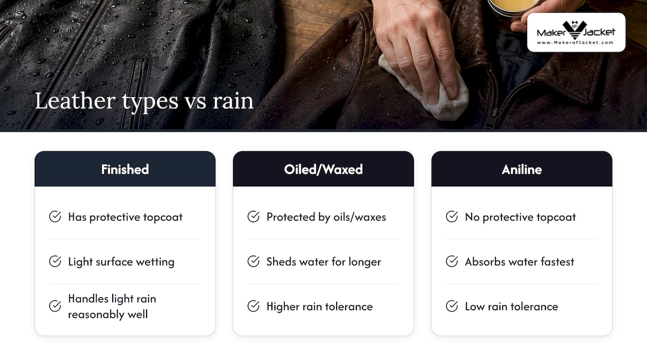 Comparison of leather types and rain tolerance