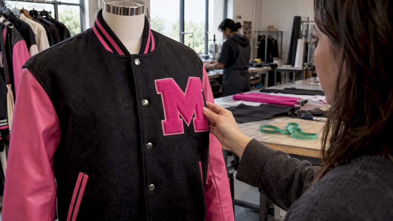 Custom varsity jacket with chenille letter