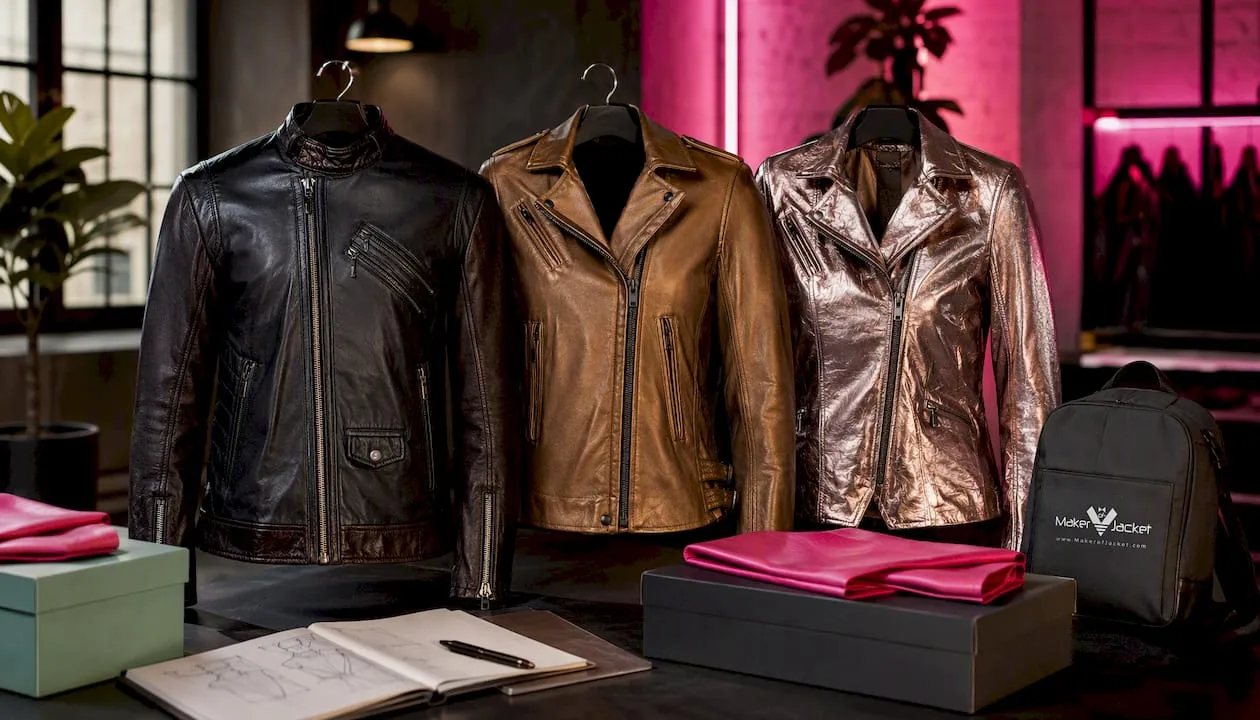 Black and Brown Leather Biker Jacket