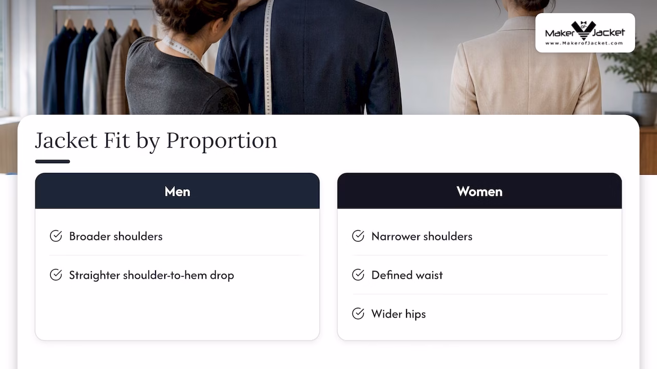 Five jacket measurements for customized fit